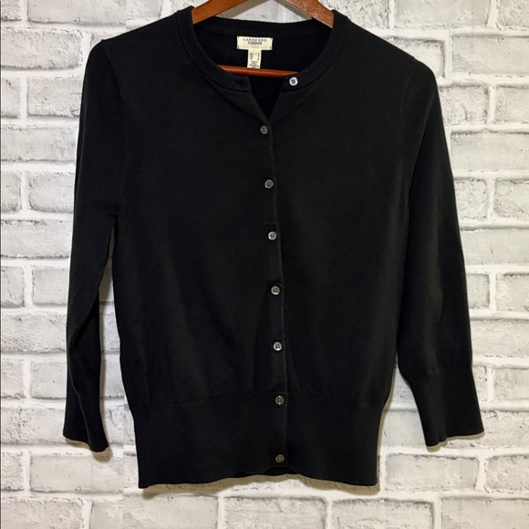 Lands’ end canvas Black button up cardigan sweater- size small - Picture 1 of 5